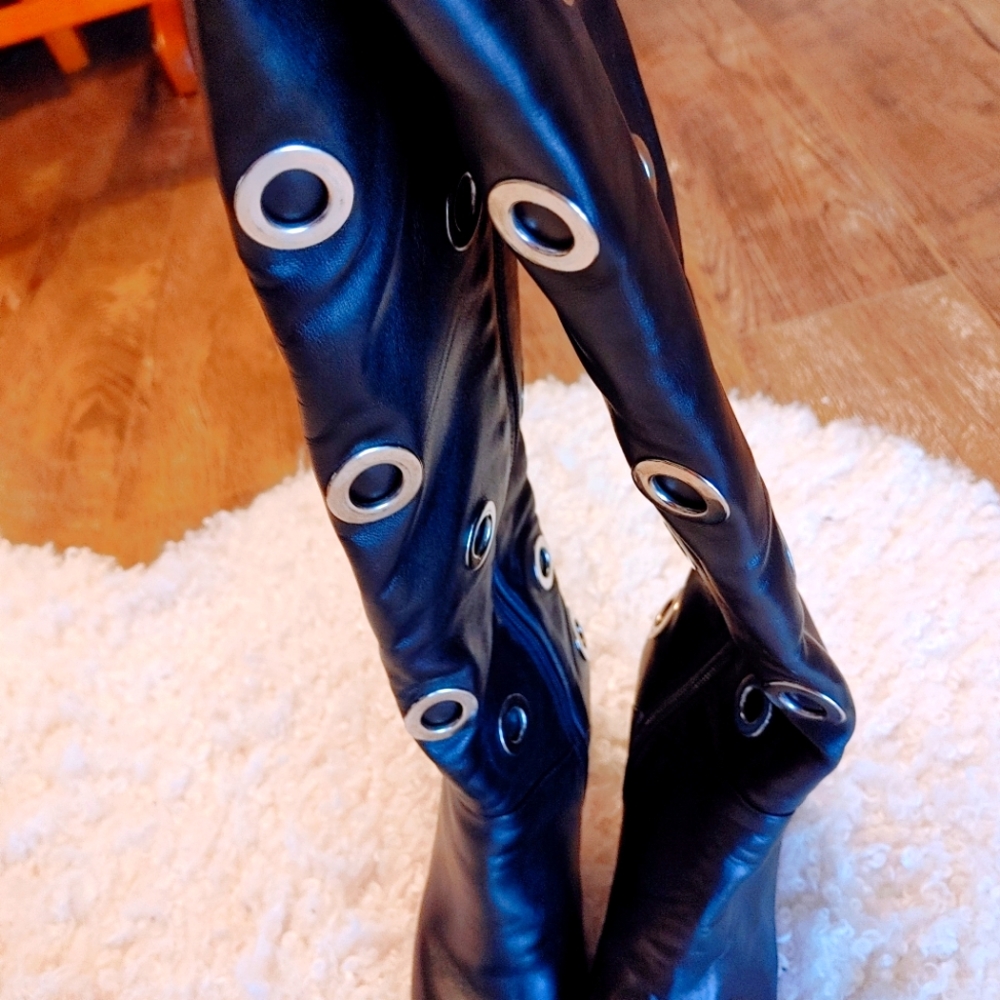 Black leather boot